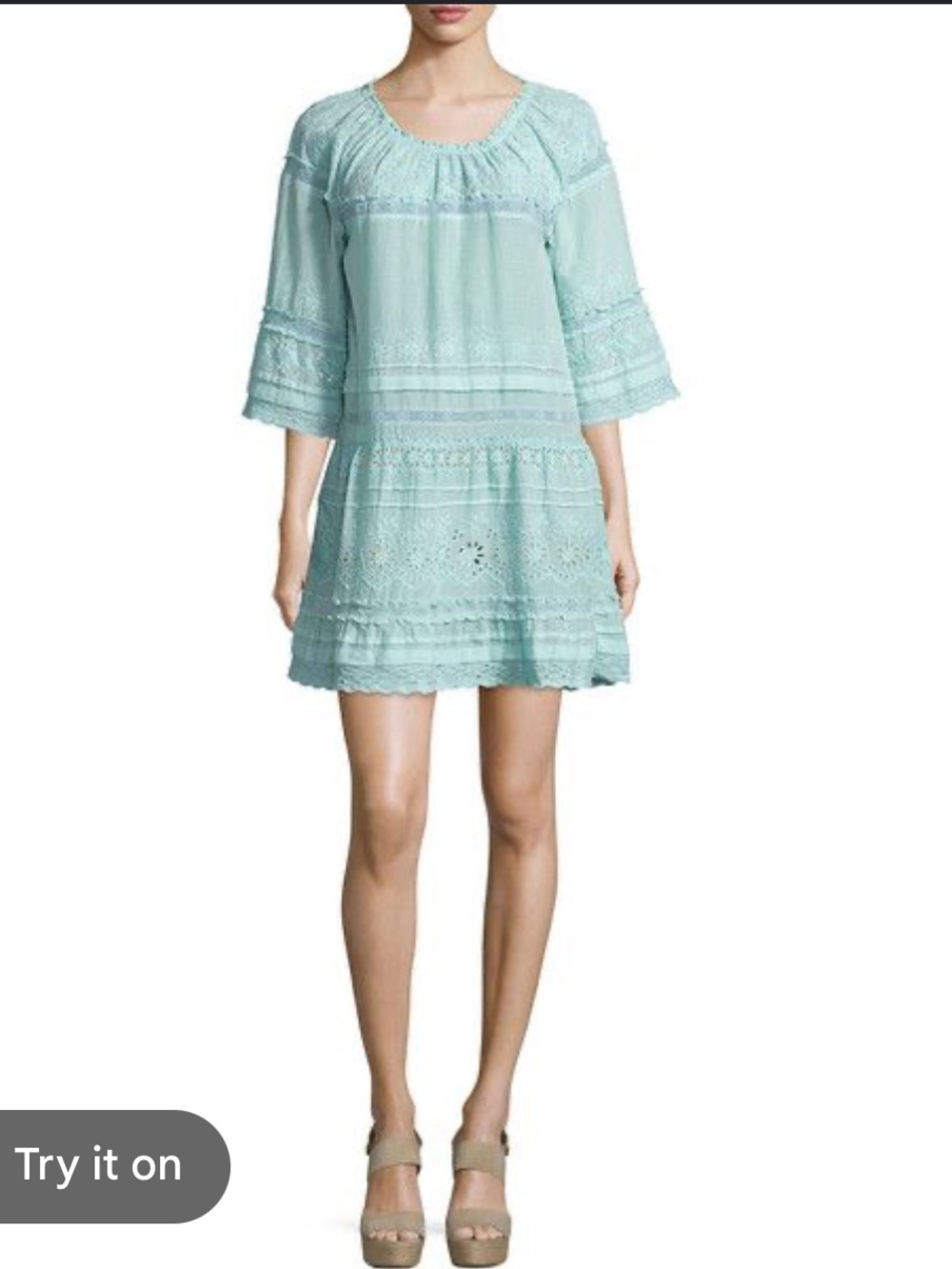 Calypso St. Bath Light Aqua Lace-Trim Mini Dress